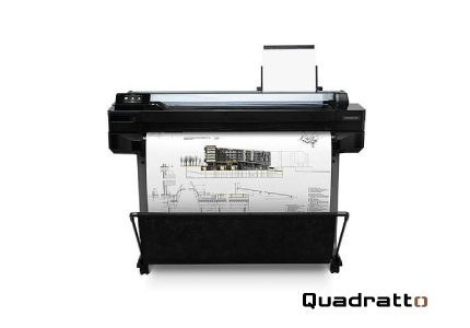 Plotter HP T520 em funcionamento, demonstrando alta qualidade de impressão em grandes formatos